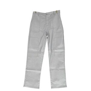 Edit by Nine Metallic Silver High Rise Straight Leg Carpenter Pants CP2493 L
